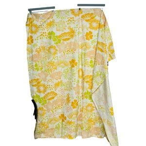 Urban Outfitters Retro Floral Shower Curtain Yellow Green Peach Orange Tan